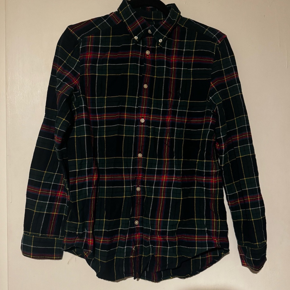 2 Boys Polo Ralph Lauren Plaid Button-Up Shirts Size Large